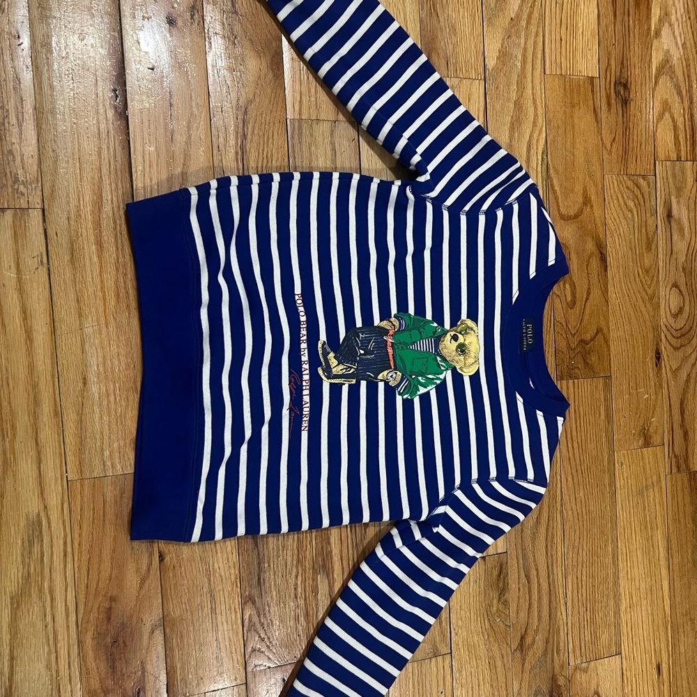 Polo by Ralph Lauren Blue and White Striped Sweatshirt
